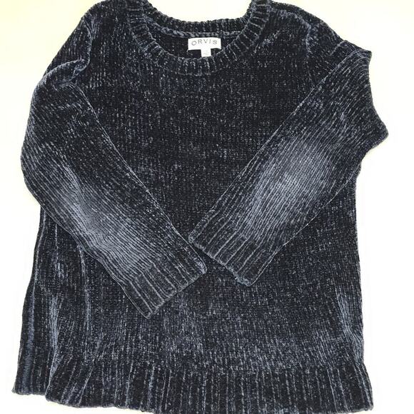 Orvis Women’s Large Navy Blue Chenille Pullover Sweater Long Sleeve Soft Knit L - Picture 1 of 10